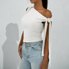 Women’s One-Shoulder Asymmetrical Tie Shoulder Top – Going Out & Party Shirt by FitiqueFit