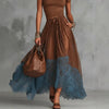 Short-Sleeve Top and Lace-Panel Midi Skirt Set by FitiqueFit