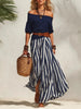 Women's Off-Shoulder Top & Slit Maxi Skirt Set by FitiqueFit