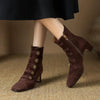 Women’s Retro Suede Chunky-Heel Side-Zip Ankle Boots by FitiqueFit