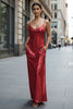 Textured Mirror-Finish U-Neck Slip Maxi Dress with Pockets by FitiqueFit