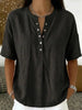 Women's Solid Color Loose-Fit Short-Sleeve Pullover Top by FitiqueFit