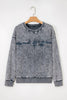 High-rise saved by grace Letter Embroidery Mineral Wash Loose Sweatshirt by Wild and Free Boutique