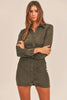 Front Ruched Button-Down Skinny Mini Shirt Dress – Button-Down Mini Dress, Ruched Shirt Dress, Bodycon Mini Dress, Skinny Fit Shirt Dress, Trendy Mini Dress by Stevvex