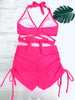Coastal Curve Halter Bikini Set for Women – V-Neck Crisscross Drawstring Swimsuit with Chic Ring Detail & High-Waisted Boxer Shorts for Summer – Sleek Two-Piece Nylon Swimwear for Women’s Beach & Poolside Style by Stevvex