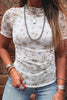 White Mock Neck Short Sleeve Floral Mesh Top by Wild and Free Boutique