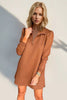 Double Take Textured Zip Long Sleeve Dress Classic Zip-Up Dress for Women Comfortable Outdoor Dress by Stevvex