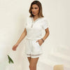 Boho Chic Lace Detail Outfit V-Neck Short Sleeve Summer Set by FitiqueFit