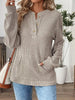 Ribbed Button Detail Long Sleeve T-Shirt by Simply Love