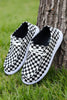 Color black Checkered Print Lace-up Detail Flat Shoes by Wild and Free Boutique
