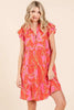 Leaf Print Ruffle Sleeve Tiered Mini Dress For Summer – Fluttering, Playful and Feminine Dress with Layered Details by Stevvex