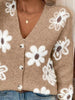 Floral Print Button-Up Knit Cardigan by Wild and Free Boutique