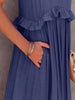 Romantic Ruffled Sleeveless Tiered Maxi Dress with Pockets Elegant & Chic Statement Beautiful Design Dress by Stevvex