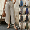 🌿 Women's Cotton-Linen Cropped Drawstring Pants by FitiqueFit