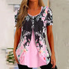 Women’s Printed Faux Two-Piece V-Neck Short Sleeve Top by FitiqueFit