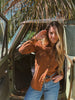 John Wayne Western Pearl Snap Button Up Top In Brown by Lil Bee's Bohemian