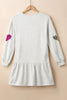 Cute Heart Round Neck Long Sleeve Mini Dress Stylish Dress for Women Girls Simple Charming Dress by Stevvex