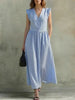 V-Neck Puff-Sleeve Dress with Pockets – Cotton Linen, 7 Colors by FitiqueFit
