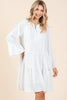 Tiered Notched Flare Sleeve Dress – Playful and Stylish Dress with Flare Sleeves and Notched Neckline by Stevvex
