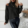 Women’s Elegant Off-Shoulder Turtleneck Sweater — Long Sleeve Knit Top by FitiqueFit