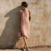 Women's Sleeveless A-Line Midi Dress – Solid Color Cotton Linen Casual by FitiqueFit