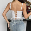Solid-color Patchwork Lace Fishbone Tank Top by My Store