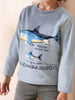 Children's Long Sleeve Shark Graphic T-Shirt by Simply Love