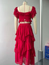 Holiday Ruffles Lotus Leaf Pleated Dress