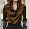 Women's Elegant Draped Neck Blouse by FitiqueFit
