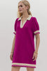 Trendy Contrast Short Sleeve Mini Dress Soft & Comfortable Casual Dress for Women by Stevvex