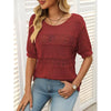 Women’s Short Sleeve Crochet Knit Hollow-Out Top by FitiqueFit