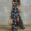 Women's Sleeveless Split Floral Print Maxi Dress by FitiqueFit