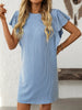 Ruffled Round Neck Short Sleeve Dress Feminine Simple Classic Dress Breathable And Comfy Dress by Stevvex