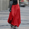 Women's High-Waist Flared Maxi Skirt – Solid Color Cotton Linen with Pockets by FitiqueFit