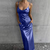 Textured Mirror-Finish U-Neck Slip Maxi Dress with Pockets by FitiqueFit