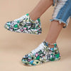 Round-Toe Thick-Sole Lace-Up Sneakers — Women’s Casual Print Shoes by FitiqueFit