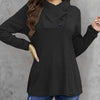 Women's Fashionable Long Sleeved Hood Collar Button Waist Top T-shirt by FitiqueFit