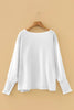 White Smocked Cuffs Semi Sheer Long Sleeve Dolman Blouse by Wild and Free Boutique