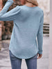 Pleated Square Neck Long Sleeve T-Shirt by Simply Love