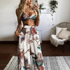 Women's Feather Print Crop Top & Pants Set – 2-Piece Vacation Outfit by FitiqueFit