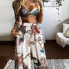 Women's Feather Print Crop Top & Pants Set – 2-Piece Vacation Outfit by FitiqueFit