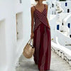 Women's Striped V-Neck Sleeveless Two-Piece Set by FitiqueFit