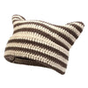 Women’s Hand Knitted Striped Cat Hat – Cute Warm Winter Beanie by FitiqueFit