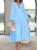 Lightweight Deep V-Neck Balloon Sleeve Maxi Dress Elegant & Flowing Silhouette Unique Dress by Stevvex