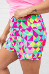 Pink Plaid High Waisted Athletic Shorts