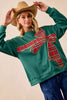 BiBi Plaid Ribbon Bow Detail Christmas Fleece Pullover by FitiqueFit