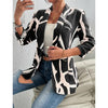 Women's Abstract Print Blazer Button Long Sleeve Work Jacket by FitiqueFit