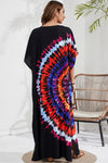Slit Printed V-Neck Short Sleeve Cover Up