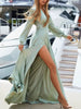 Plus Size Surplice Long Sleeve Slit Maxi Dress by Wild and Free Boutique