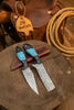 Handmade Damascus Skinner 7”–8” Knife Set Cowboy Ranch Blades Turquoise Handle with Sheath by JW SteelCrafts
